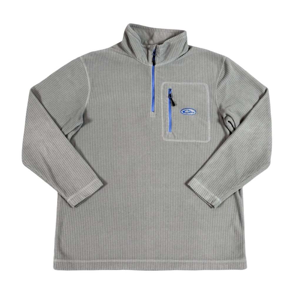 Drake Waterfowl Waffle Grid Fleece Quarter Zip Sweater Jacket Size M